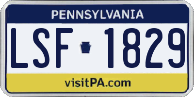 PA license plate LSF1829
