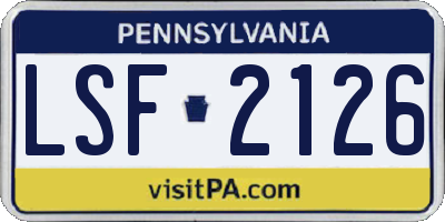 PA license plate LSF2126