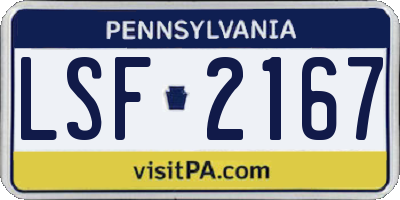 PA license plate LSF2167