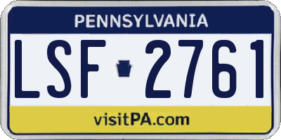 PA license plate LSF2761
