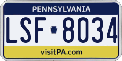 PA license plate LSF8034