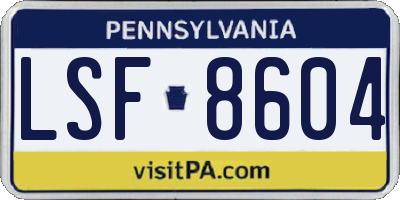 PA license plate LSF8604