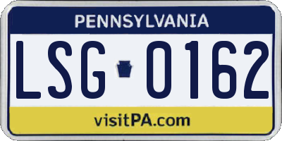 PA license plate LSG0162