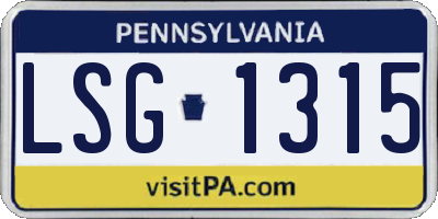 PA license plate LSG1315