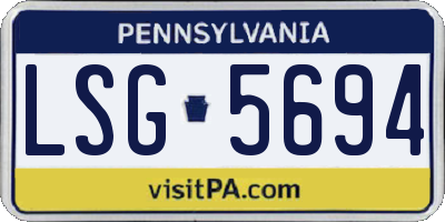 PA license plate LSG5694