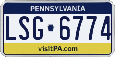 PA license plate LSG6774