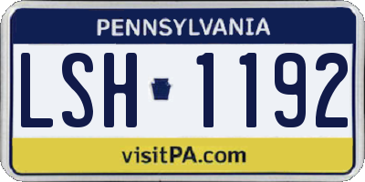 PA license plate LSH1192