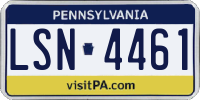 PA license plate LSN4461