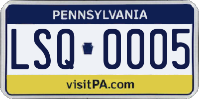 PA license plate LSQ0005
