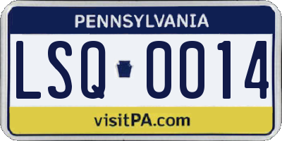 PA license plate LSQ0014