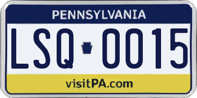 PA license plate LSQ0015