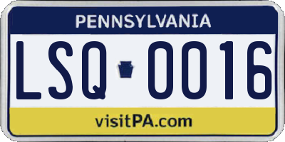 PA license plate LSQ0016
