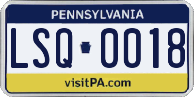 PA license plate LSQ0018