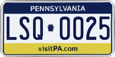 PA license plate LSQ0025