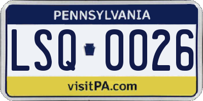 PA license plate LSQ0026