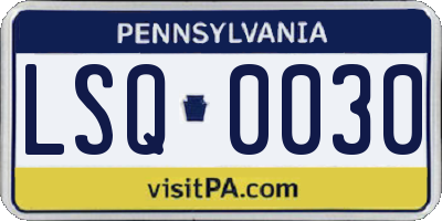 PA license plate LSQ0030