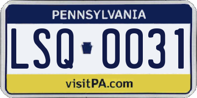 PA license plate LSQ0031