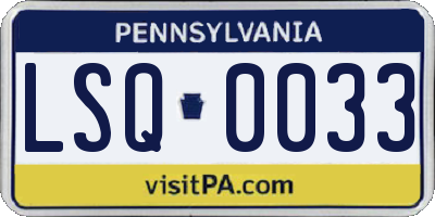 PA license plate LSQ0033