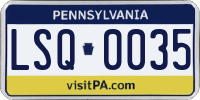 PA license plate LSQ0035