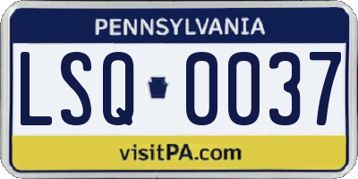 PA license plate LSQ0037