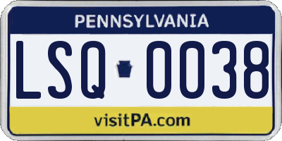 PA license plate LSQ0038