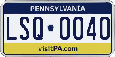 PA license plate LSQ0040