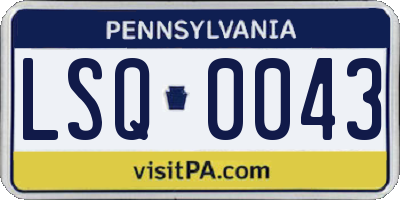 PA license plate LSQ0043