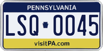 PA license plate LSQ0045