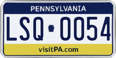 PA license plate LSQ0054