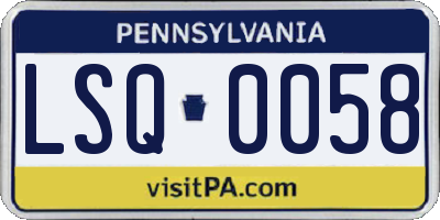 PA license plate LSQ0058