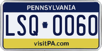 PA license plate LSQ0060