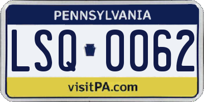 PA license plate LSQ0062