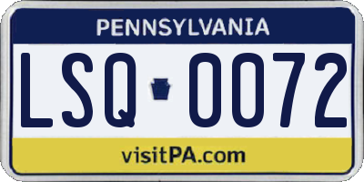 PA license plate LSQ0072