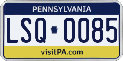 PA license plate LSQ0085