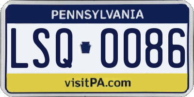 PA license plate LSQ0086