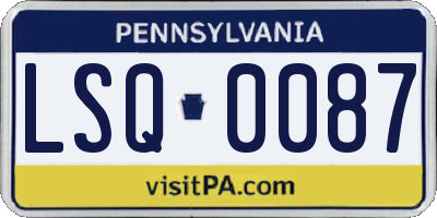 PA license plate LSQ0087