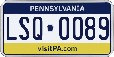 PA license plate LSQ0089
