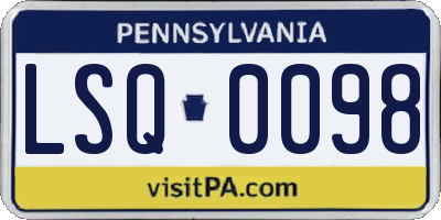 PA license plate LSQ0098