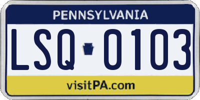 PA license plate LSQ0103