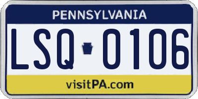 PA license plate LSQ0106