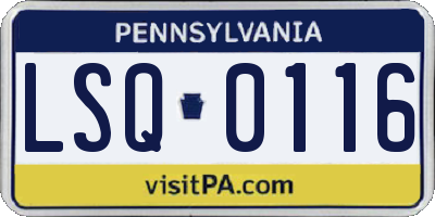 PA license plate LSQ0116