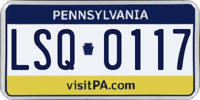 PA license plate LSQ0117