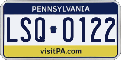 PA license plate LSQ0122