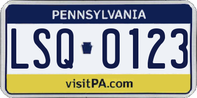 PA license plate LSQ0123