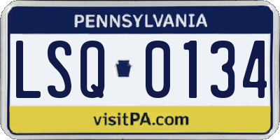 PA license plate LSQ0134