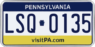 PA license plate LSQ0135