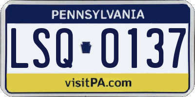 PA license plate LSQ0137