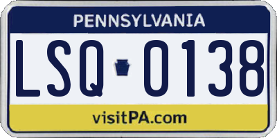 PA license plate LSQ0138