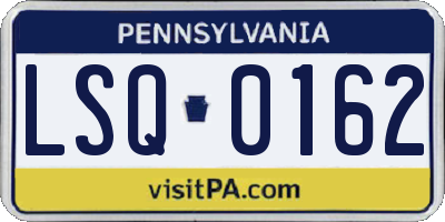 PA license plate LSQ0162