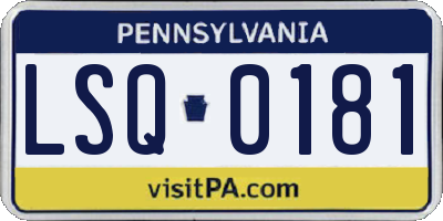 PA license plate LSQ0181